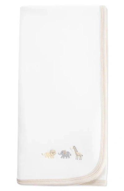 Little Me Jungle Embroidered Baby Blanket In White