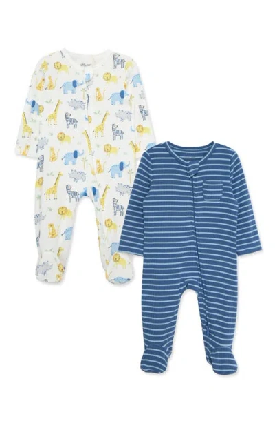 Shop Little Me Jungle Fun 2-pack Assorted Footies In Blue