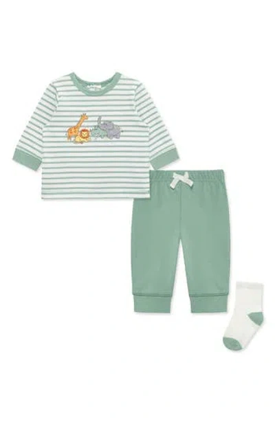 Little Me Babies'  Jungle T-shirt, Joggers & Socks Set In Green