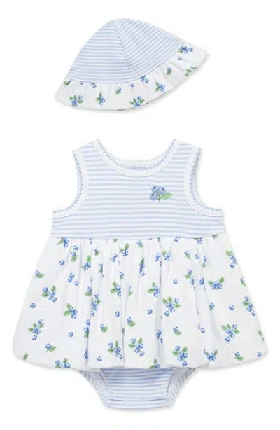 Little Me Babies'  Kids' Blueberry Cotton Popover & Sun Hat Set