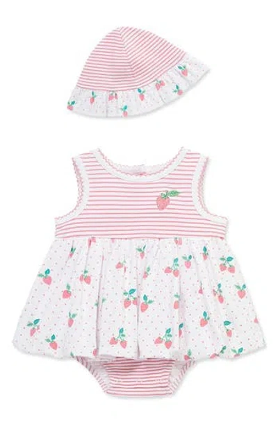 Little Me Babies'  Kids' Blueberry Cotton Popover & Sun Hat Set In Multi