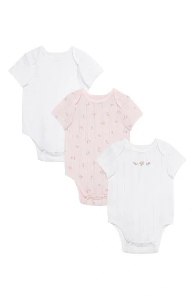 Little Me Babies'  Kids' Dainty Roses Assorted 3-pack Cotton Bodysuits In Multi