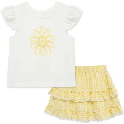Little Me Babies'  Kids' Daisy Top & Skort Set In Yellow