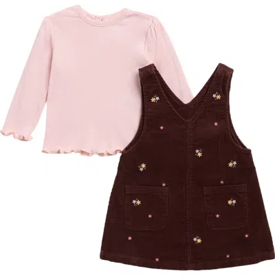 Little Me Babies'  Kids' Garden Embroidery Jumper & Shirt Set In Pink