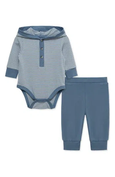 Little Me Babies'  Kids' Hooded Bodysuit & Pants Set In Blue