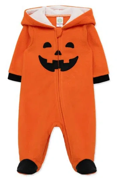 Little Me Kids' Pumpkin Fleece Footie In Orange