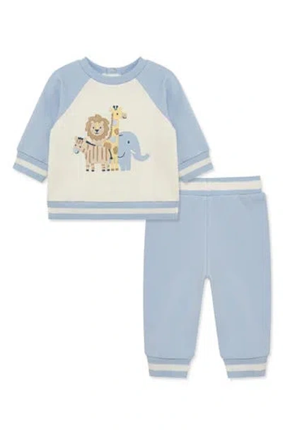 Little Me Babies'  Kids' Safari Huddle Sweatshirt & Pants Set In Blue