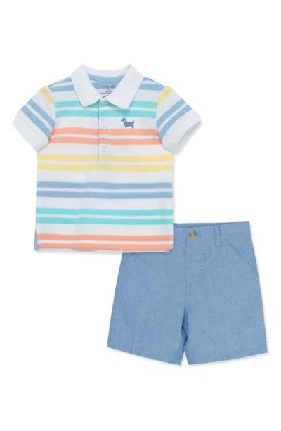 Little Me Babies'  Kids' Stripe Polo & Shorts Set In Blue