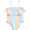 Little Me Multi Stripe Swimsuit In Multi