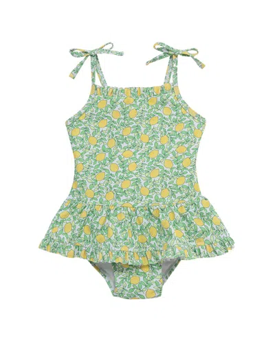 Little Me Kids' Lemon Swimsuit In Green