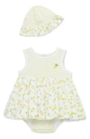 Little Me Lemons Skirted Bodysuit & Hat Set In Yellow