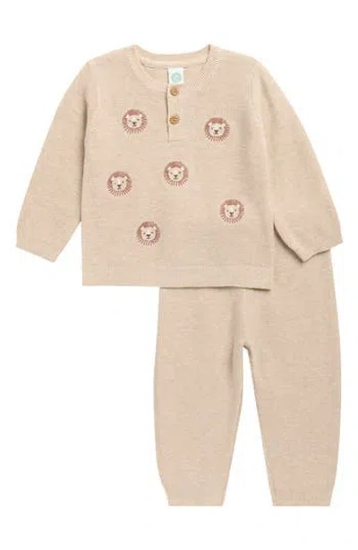 Little Me Babies'  Lion Sweater & Joggers Set In Neutral