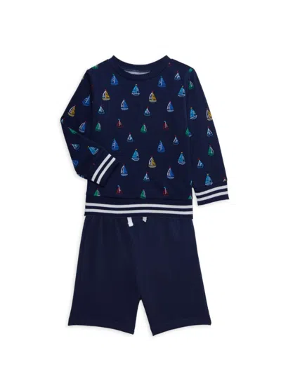 Little Me Babies' Little Boy's 2-piece Nautical Tee & Shorts Set In Blue