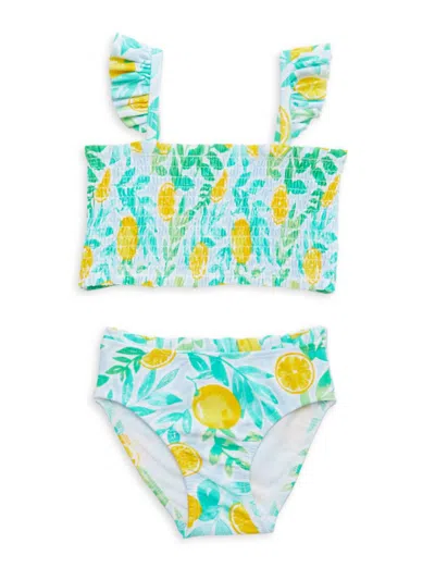 Little Me Babies' Little Girl's 2-piece Lemon Print Swim Set In Blue