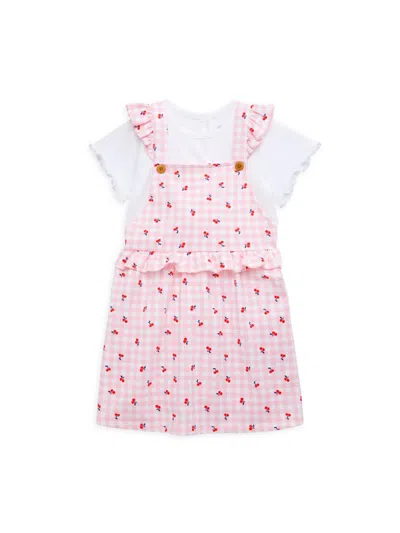 Little Me Babies' Little Girl's 2-piece Solid Tee & Cherry Print Dress Set In Pink