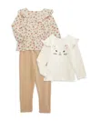 Little Me Baby Girl's 3-piece Top & Leggings Set In Beige Multi