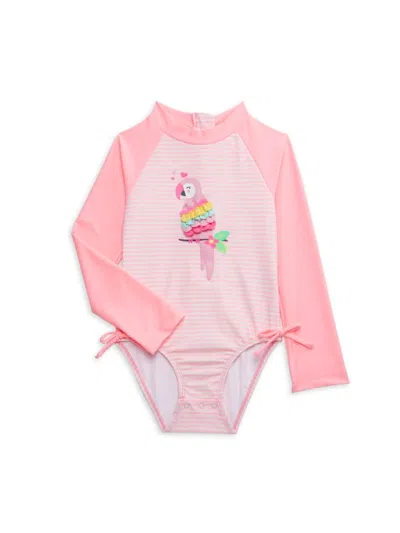 Little Me Babies' Little Girl's Parrot One Piece Swimsuit In Pink