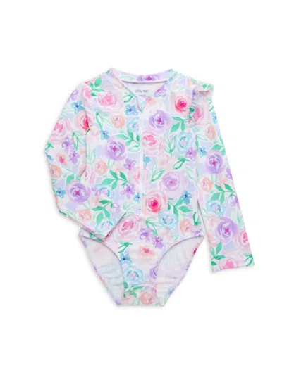 Little Me Babies' Little Girl's Print Rashguard One Piece Swimsuit In Floral