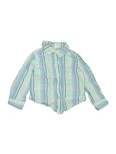 Pre-owned Little Me Kids' Long Sleeve Button Down Shirt In Green