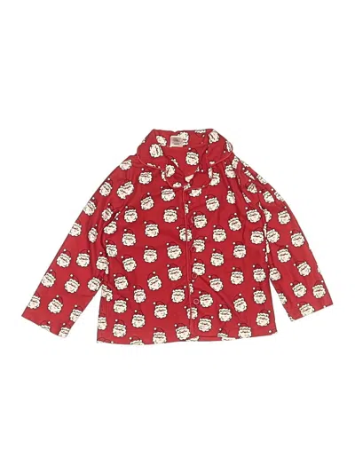 Pre-owned Little Me Kids' Long Sleeve Button Down Shirt In Red