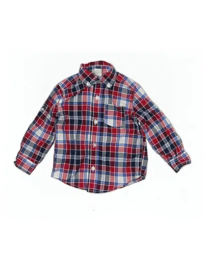 Pre-owned Little Me Kids' Long Sleeve Button Down Shirt In Red