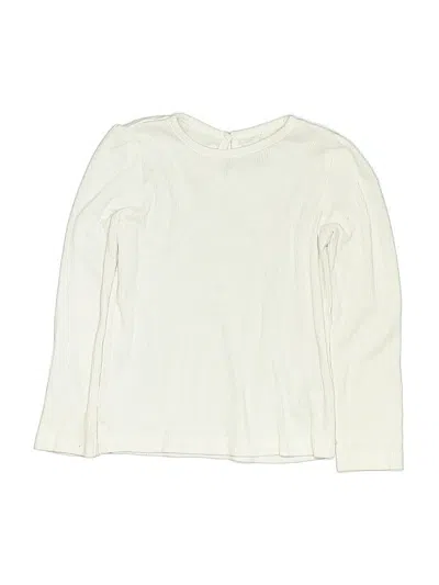 Pre-owned Little Me Kids' Long Sleeve Top Ivory Crew Neck Tops In White