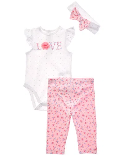 Little Me Love Bodysuit Pant Headband In Multi
