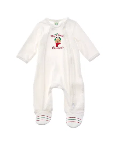 Little Me Merry Bear Footie In White