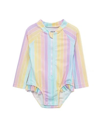 Little Me Multi Stripe One-piece Rashguard In Purple