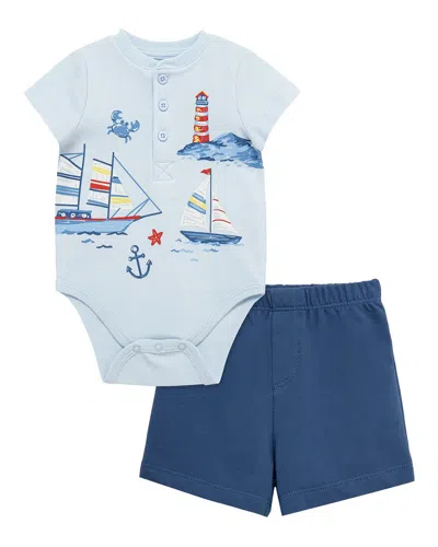 Little Me Kids' Nautical Short Set In Blue