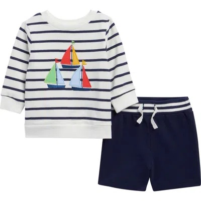 Little Me Babies'  Nautical Stripe Long Sleeve Shirt & Shorts Set In Multi