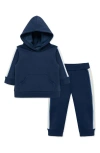 Little Me Navy Fleece Hoodie & Joggers Set In Navy
