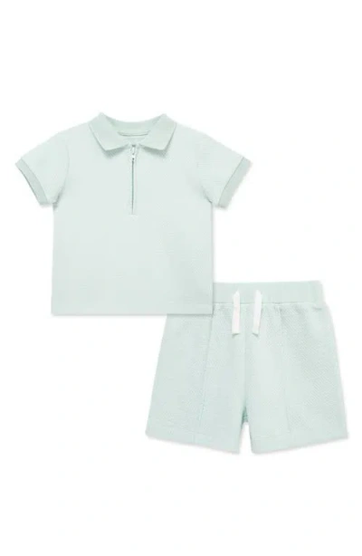 Little Me Babies'  Kids' Organic Cotton Polo & Shorts Set In Green