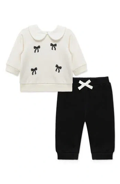 Little Me Babies'  Peter Pan Sweatshirt & Joggers Set In Black
