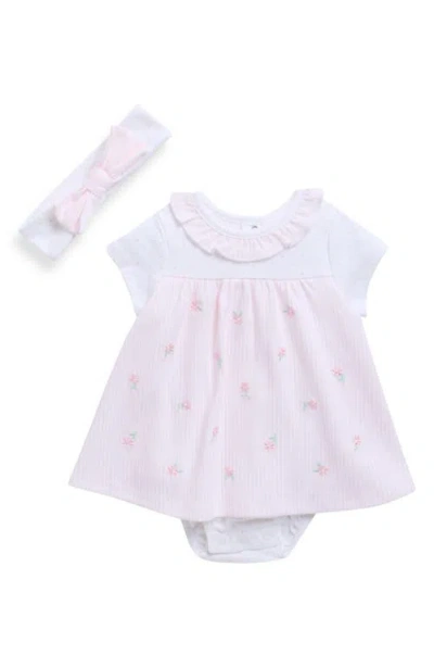 Little Me Babies'  Picnic Popover Dress & Headband Set In White