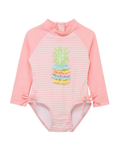 Little Me Pineapple One-piece Rashguard In Pink