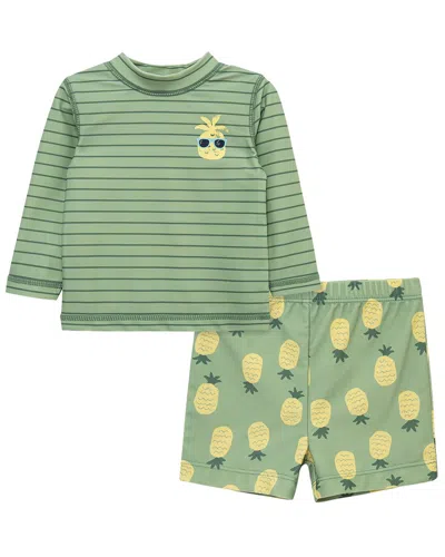 Little Me Pineapple Rashguard Set In Green