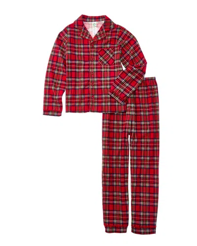 Little Me Plaid Coat Pajama In Red