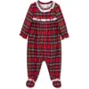 Little Me Baby Girls Plaid Footed Coverall In Red