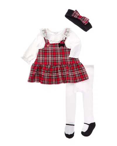Little Me Plaid Jumper Set In Red
