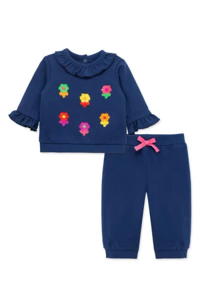 Little Me Babies'  Pop Flowers Active Top & Joggers Set In Blue