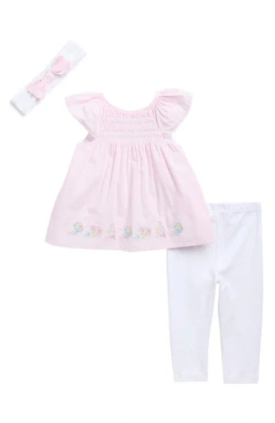 Little Me Babies'  Posy Tunic, Leggings & Headband Set In Pink