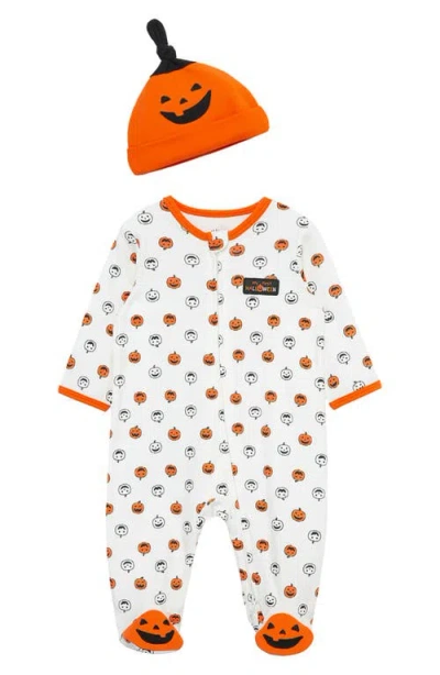 Little Me Babies'  Pumpkin Footie & Hat Set In Multi