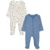 Little Me Pup Parade 2-pack Assorted Footies In Blue