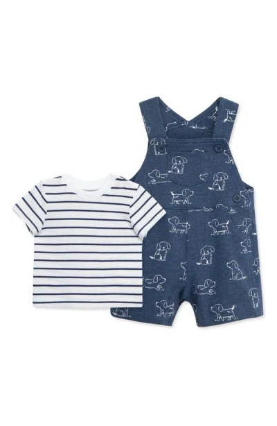 Little Me Babies'  Puppies Cotton T-shirt & Overalls Set