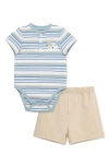 Little Me Puppy Appliquè Bodysuit & Shorts Set In Tan