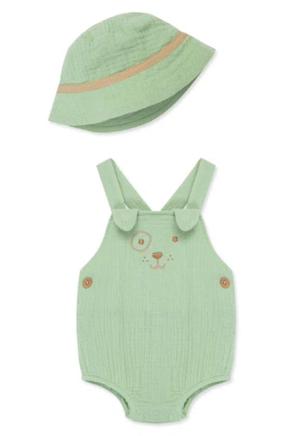 Little Me Babies'  Puppy Bodysuit & Hat Set In Green