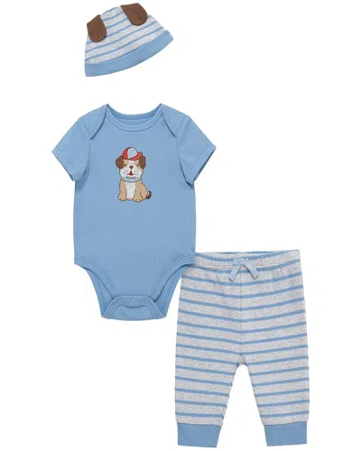 Little Me Kids' Puppy Bodysuit Set Hat In Blue
