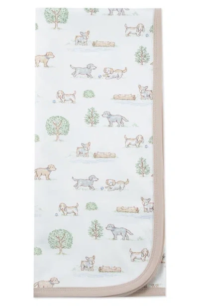 Little Me Kids'  Puppy Park Cotton Blanket In Ivory