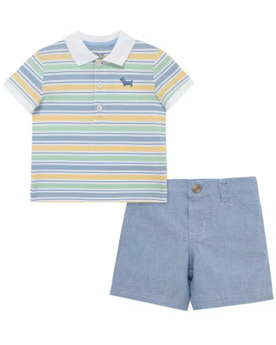 Little Me Puppy Polo Short Set In Multi